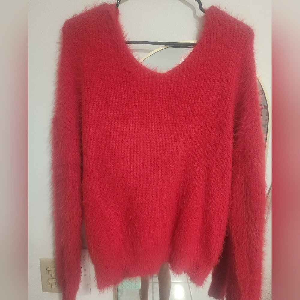 Etiquette Vibrant Red V-Neck Sweater